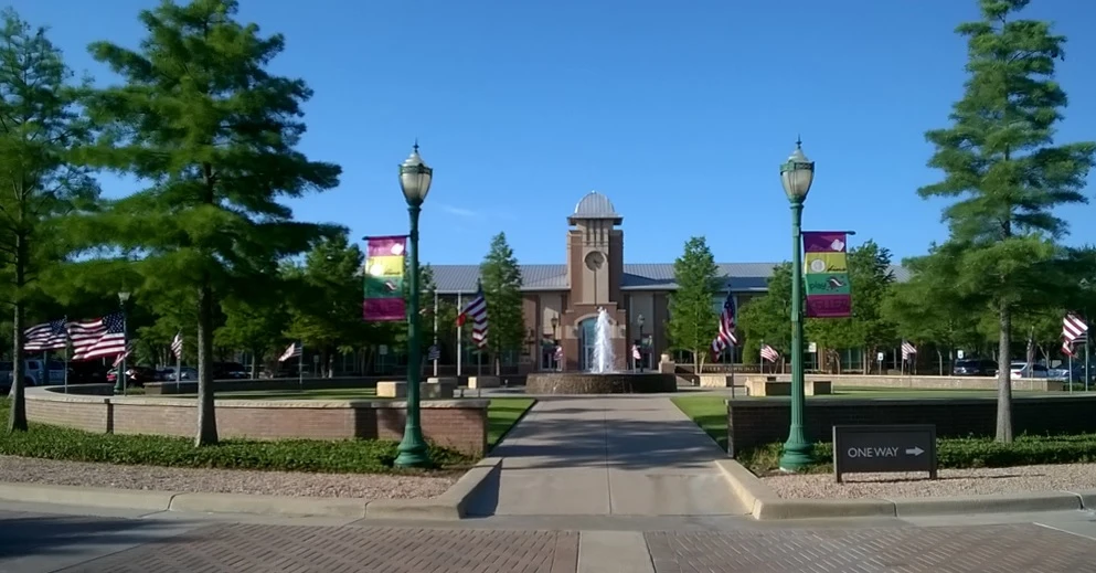 Flags outside Keller City Hall